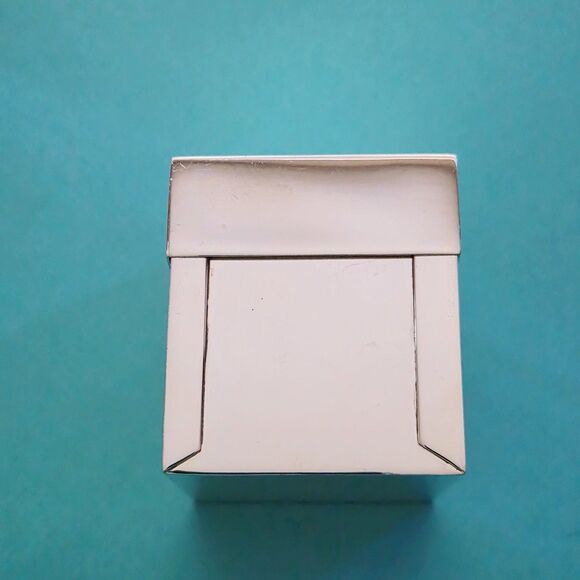 RARE Tiffany and Co.  Enamel Lid Interior Sterling Silver Square Keepsake Box - Picture 8 of 11